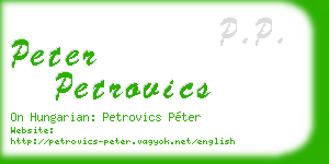peter petrovics business card