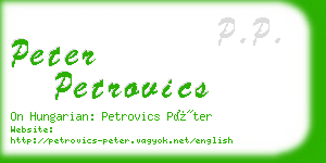 peter petrovics business card